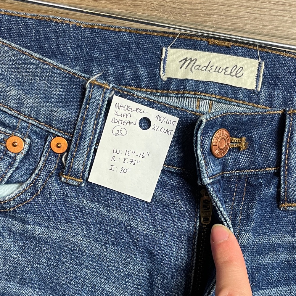 Madewell Jeans The Slim Boyjean Size 25 0 Medium Wash Denim Low to Mid Rise - Picture 3 of 6
